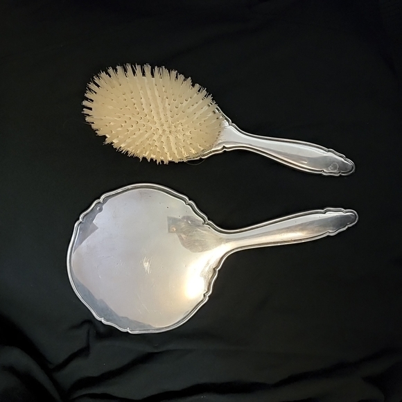 Jewelry Vintage Silver Plate Brush And Mirror Set Poshmark